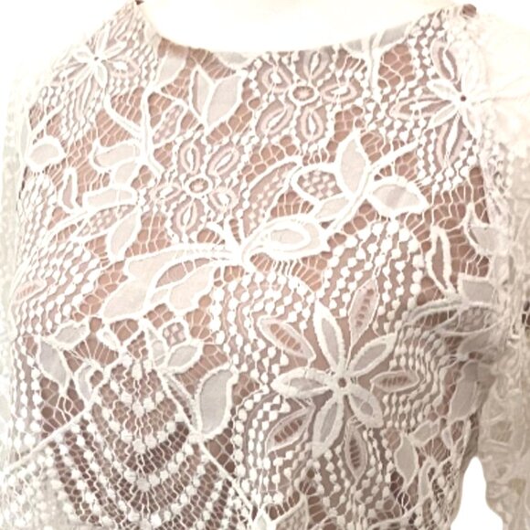For Love And Lemons Guava Floral Crochet Lace Long Sleeve Crop Top Size Small - Picture 7 of 9